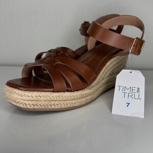 Time and Tru Tan Espadrille Platform Wedge Sandals